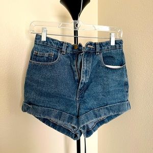 American Apparel Jean Shorts / Jorts with Sewn folds